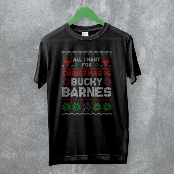 Michelle L Other - The Avengers Bucky Barnes Ugly Christmas Movie Hero Holiday Graphic T-Shirt 170
